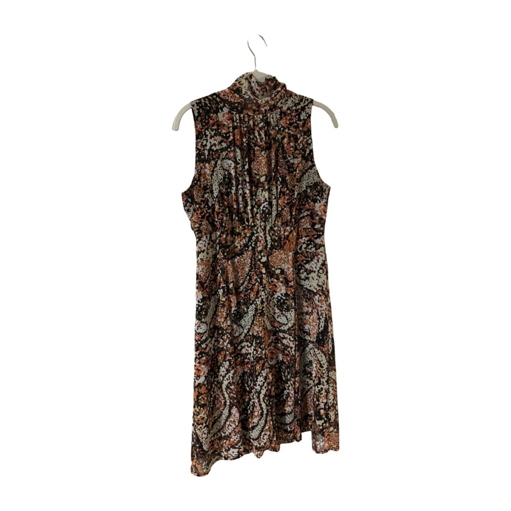 Voir Voir Paisley Boho Earth-core Sleeveless Midi Dress Brown & Black Medium